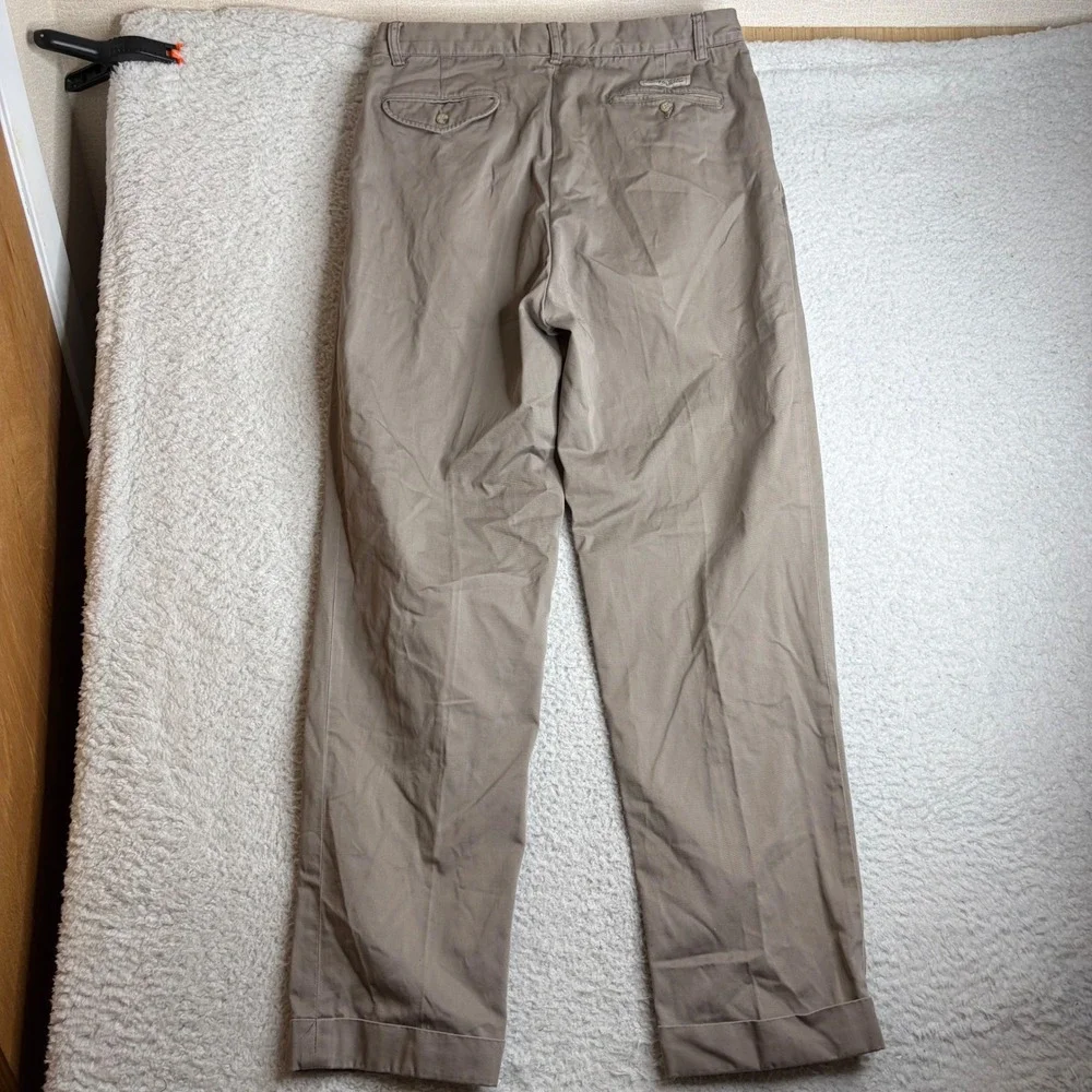 Polo Ralph Lauren Hammond Pant Mens 33x32 Khaki Tan Pleated Cuffed Chino Cotton